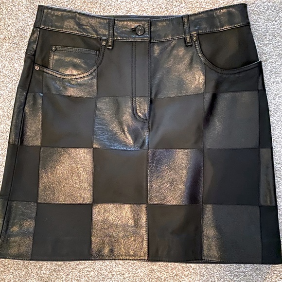 NWT Escada Lalla Checkered Leather Skirt, Size 38 - Picture 3 of 5